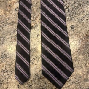 Original Penguin 100% Silk Neck Tie Handmade Black/Purple Stripe MSRP$55.00